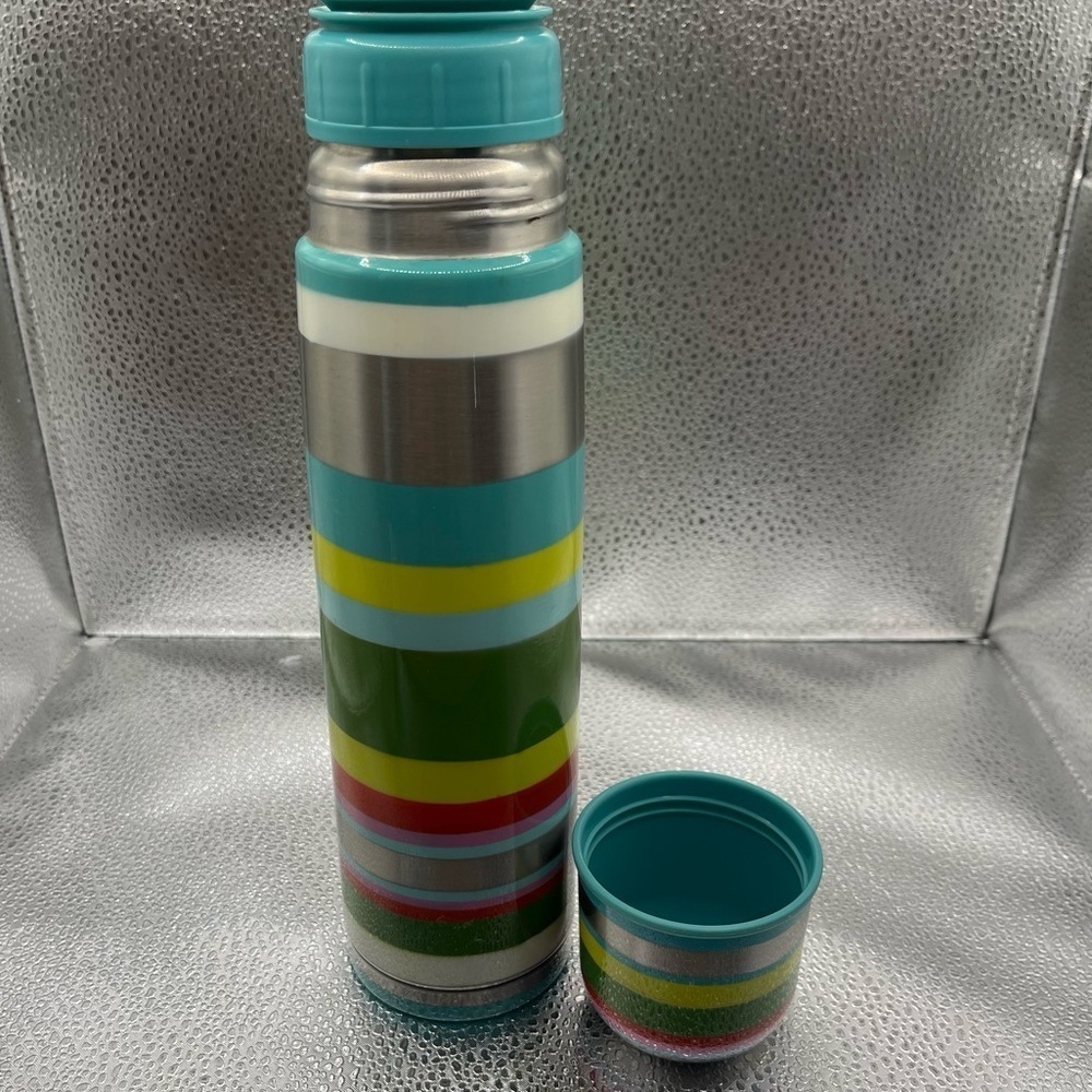 Starbucks 2005 Pylones Striped Thermos Collectible Stainless Steel Bottle 17 oz - Picture 4 of 9